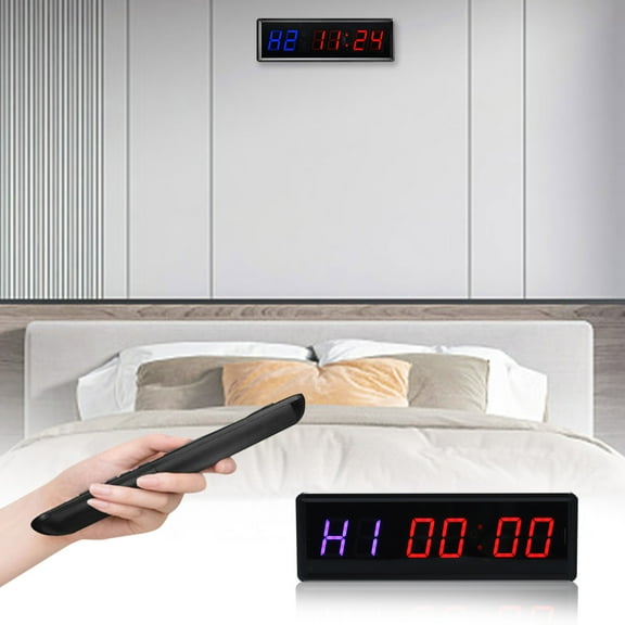 HOZVOMI Portable Gym Timer with Large 1.5 Inch LED Display, Remote Control, Countdown/Stopwatch for Home Gym Workout Training