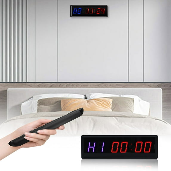 HOZVOMI Portable Gym Timer with Large 1.5 Inch LED Display, Remote Control, Countdown/Stopwatch for Home Gym Workout Training
