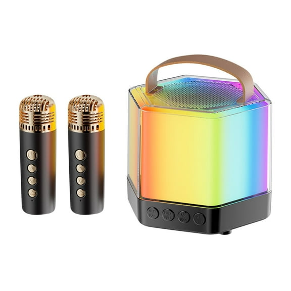 HOZVOMI Q7 Colorful Home KTV Wireless Bluetooth Speaker with Microphone, LED Lights, 5W Output, Reverb Mode, DSP Noise Reduction, Portable Karaoke System for Family Fun