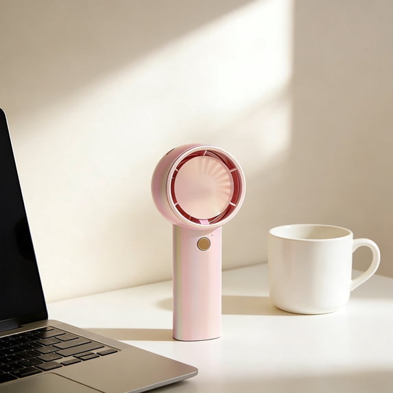 HOZVOMI Rechargeable Bladeless Handheld Fan, Portable Mini Personal Fan, USB Powered, One Button Control, Safe For Travel Office Home