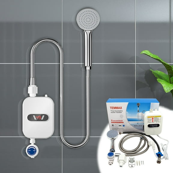 HOZVOMI Small Instant Thermostatic Water Heater - 3500W Integrated Household Kitchen Tap Water Heating System