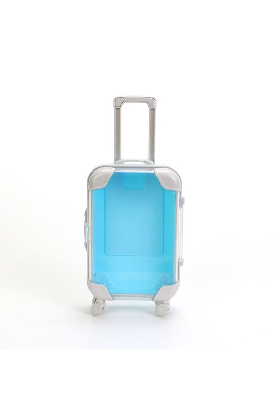 Small Transparent Suitcase - Simulation Puzzle Design, Compact & Durable Mini Travel Luggage with Clear Visibility & Easy Roll Wheels for Storage & Organization, Blue
