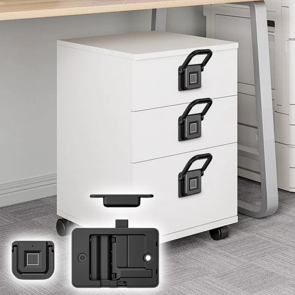 HOZVOMI Smart Fingerprint Drawer Lock - Biometric Password Cabinet Lock for Home & Office, Anti-Theft Security Lock for Bedside/File Cabinets, Easy Install