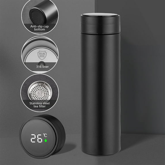 HOZVOMI Smart Temperature Display Vacuum Insulated Cup, 316 Stainless Steel Thermal Mug with Lid Digital Thermometer, Leak Proof Portable Travel Coffee Tea Tumbler