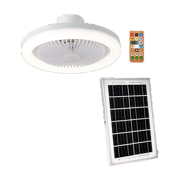 HOZVOMI Solar Powered Ceiling Fan with Light, Remote Control, Dimmable LED, Rechargeable Battery for Indoor Outdoor Use