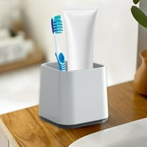 HOZVOMI Square Plastic Mouthwash Cup & Toothbrush Cup for Bathroom, White or Gray, 8x8x7.5cm