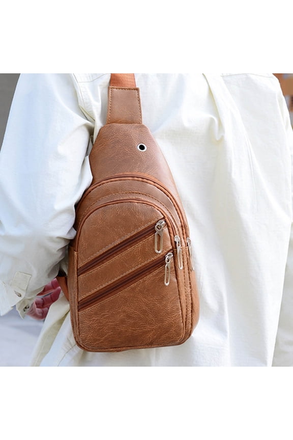 Strap Bag Crossbody Backpack - Multipurpose Hiking Chest Bag with Headphone Hole