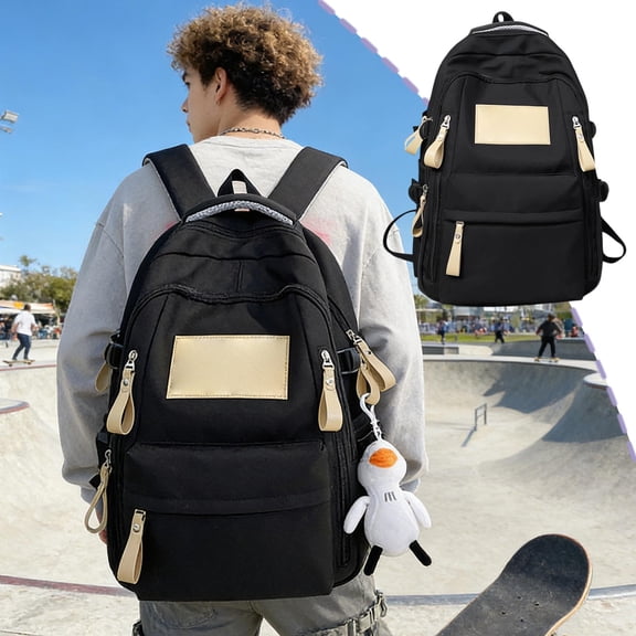 HOZVOMI Stylish Student Backpack Korean-Style Large-Capacity Multi-Compartment Bag