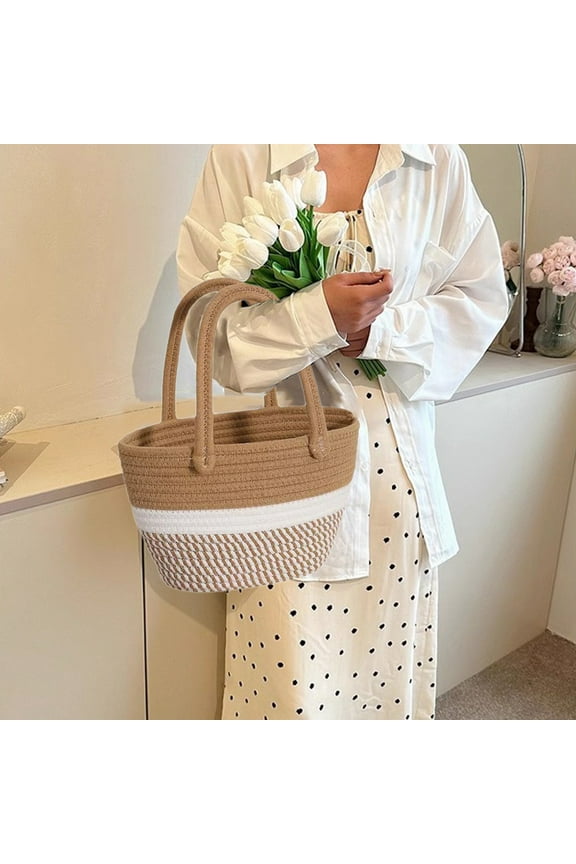 Summer Straw Bucket Bag for Women - Woven Tote Handbag, Ideal Shoulder Beach Bag for Shopping and Travel in 2025