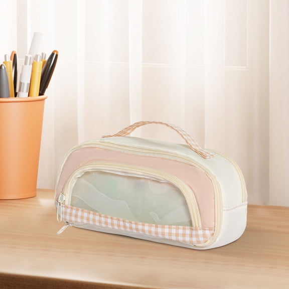 HOZVOMI Sweet Multi-functional Large-capacity Multi-layer Storage Pencil Case with Transparent Window
