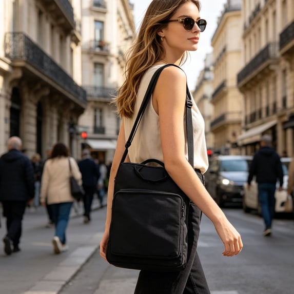 HOZVOMI Tablet Nylon Bag, Women Commute Shoulder Bag Large Capacity Handheld Handbag Student Daily Class Crossbody Messenger Bag
