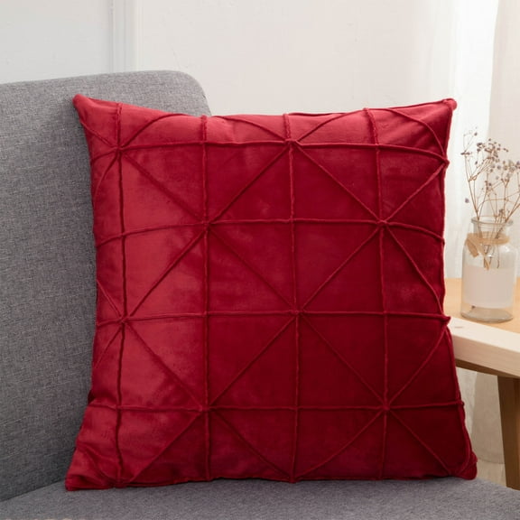 HOZVOMI Throw Pillows - Velvet Check Bed Headrest Backrest Cushions, Soft Filling Lumbar Support, 52x52cm, for Headboard/Sofa/Floor