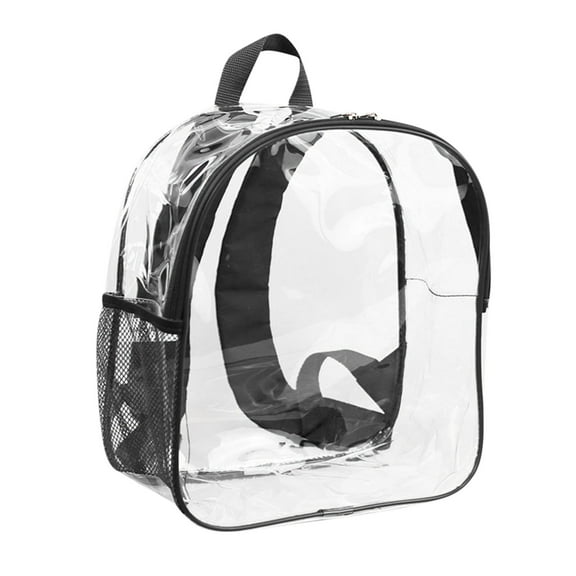 HOZVOMI Transparent PVC Backpack with Multi-Pockets, Visible Student Backpack for Outdoor Sports and Stadium Events, Sturdy Small Clear Bag with Beverage Holders, 30x28x15cm