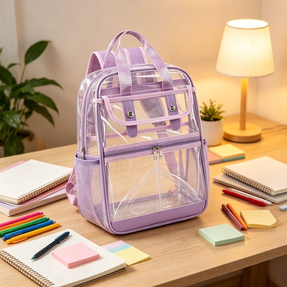 HOZVOMI Transparent Waterproof Backpack for Travel, School, and Daily Use with Comfortable Straps and Multi-Compartment Storage