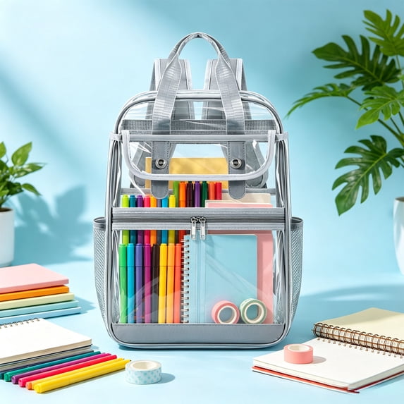 HOZVOMI Transparent Waterproof Backpack for Travel, School, and Daily Use with Comfortable Straps and Multi-Compartment Storage