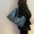 thumbnail image 1 of HOZVOMI Trendy Soft Leather Shoulder Bag - Large Capacity Retro Tote, Handcarry Bucket Purse for Ladies, 1 of 9