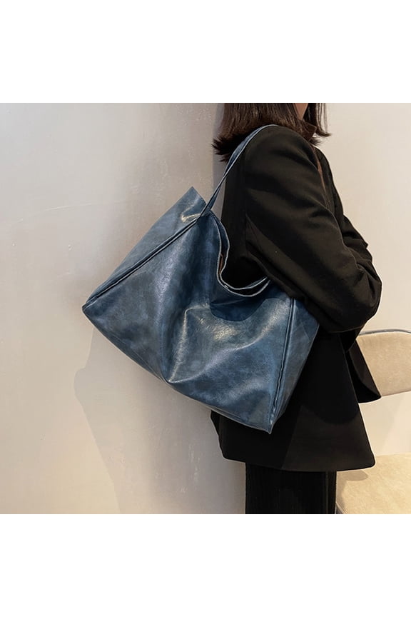 Trendy Soft Leather Shoulder Bag - Large Capacity Retro Tote, Handcarry Bucket Purse for Ladies