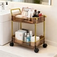 thumbnail image 1 of HOZVOMI Two Tier Transparent Rolling Cart with Locking Wheels - Multifunctional Storage Trolley for Kitchen, Office, and Bedroom - Easy Assembly, 10in Height, 1 of 6