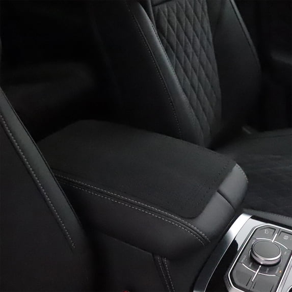 HOZVOMI Universal Leather Car Center Console Cushion Pad - Waterproof, Non-Slip Armrest Box Cover Protector for Most Cars, SUVs & Trucks (Gray, Red, Black)
