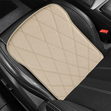 HOZVOMI Universal Leather Car Seat Cushion - Breathable, Non-Slip, All-Season Comfort, Easy Install, Fits Most Car Models (Black, Brown, Orange, Beige)