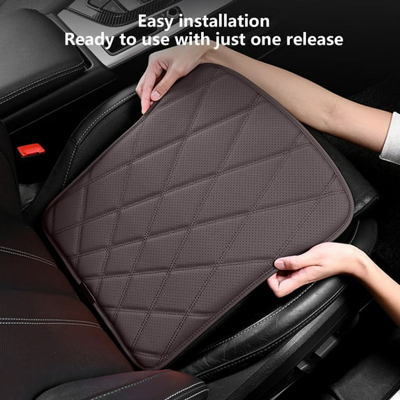 HOZVOMI Universal Leather Car Seat Cushion - Breathable, Non-Slip, All-Season Comfort, Easy Install, Fits Most Car Models (Black, Brown, Orange, Beige)