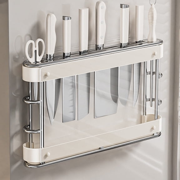 HOZVOMI Wall-Mounted Knife Rack, Slot-Style Knife Storage Organizer with Stable Load-Bearing and Ventilation Design