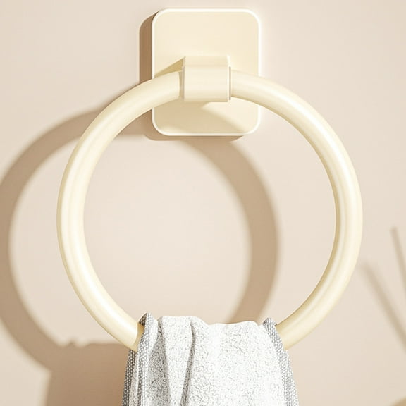 HOZVOMI Wall Mounted Round Towel Rack, Minimalist Hand Towel Hanging Rod with Hook Ring for Small Rag Towels