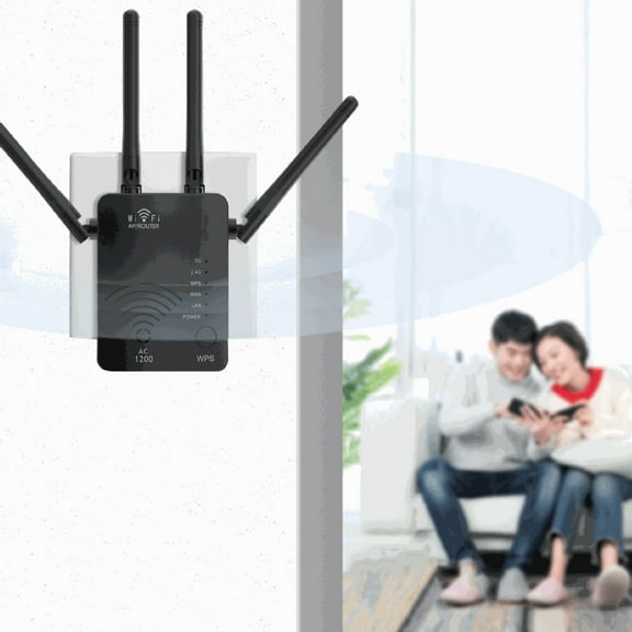 HOZVOMI WiFi Extender 1200Mbps with Ethernet Port, 4 Antennas Coverage 8500 sq.ft, Dual Band 5G/2.4GHz, Repeater/AP Mode, WPS Setup, Universal Compatible