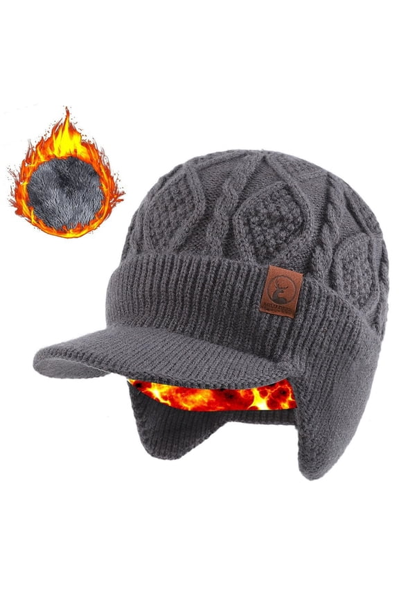 Winter Hat With Ear Protection Unisex One Size Thick Warm Lining Wind Cold Resistant With Visor And Ear Flaps For Outdoor Activities
