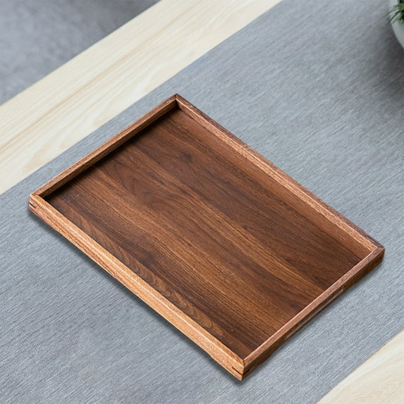 HOZVOMI Wooden Serving Tray, Multi-Purpose Storage Tray for Tea, Snacks, and Fruit, Decorative Display Tray for Home