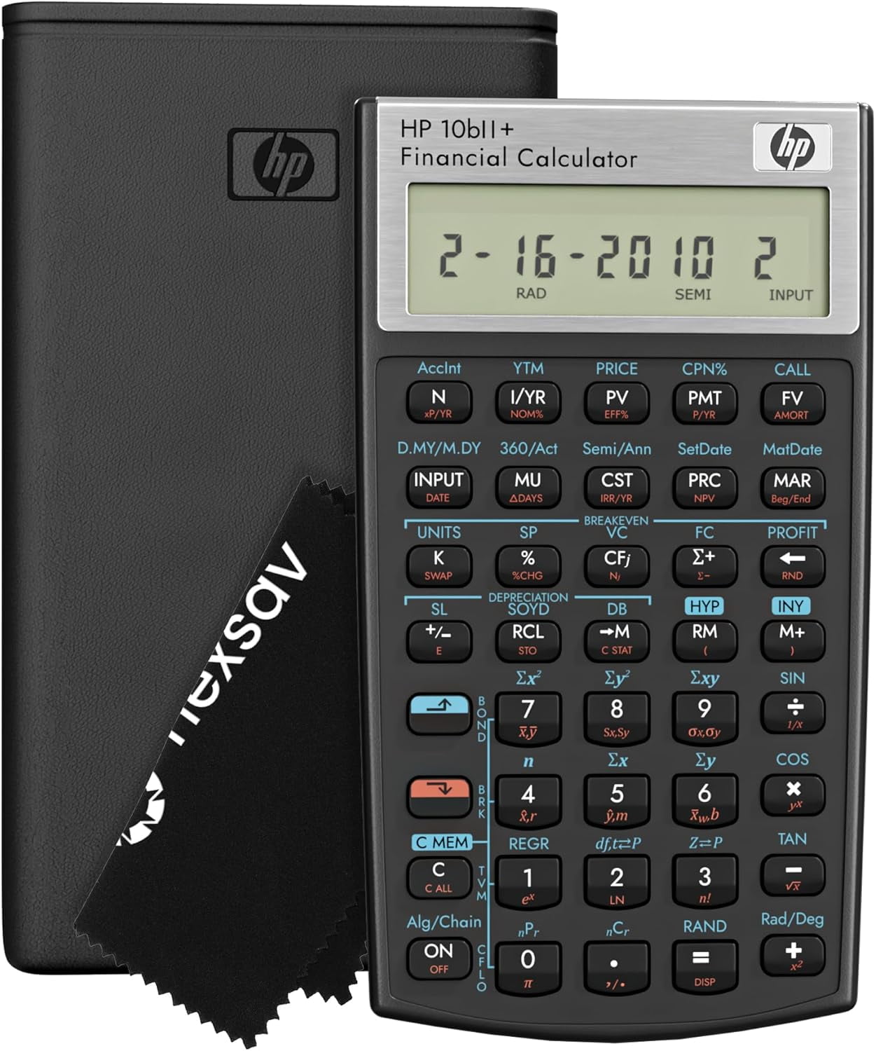 HP 10bII+ Financial Calculator, Business and Accounting Calculator with 100+ Functions, Exam Approved, Includes Case and Cloth
