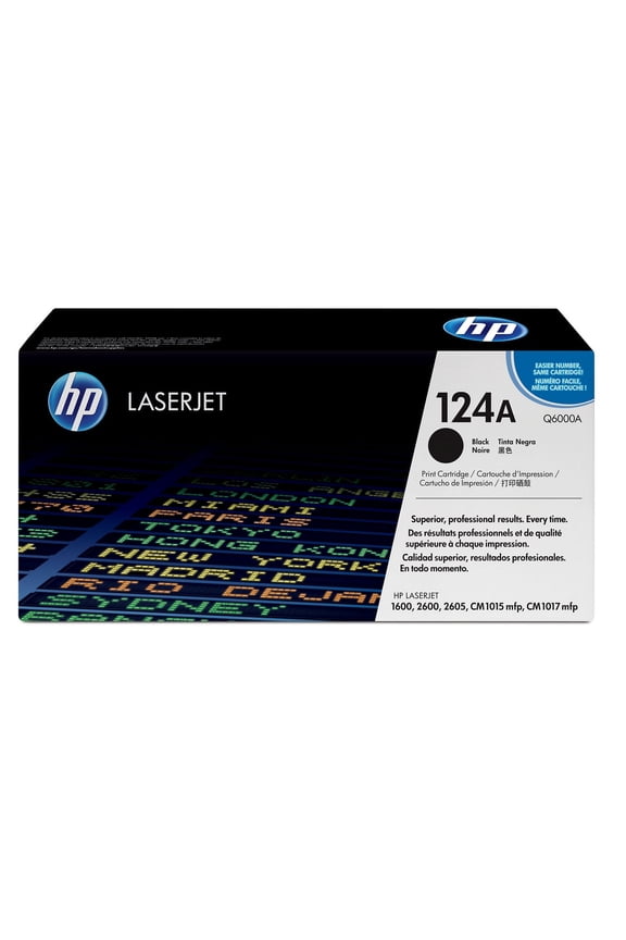 HP 124A Black Original LaserJet Toner Cartridge, ~2,500 pages, Q6000A