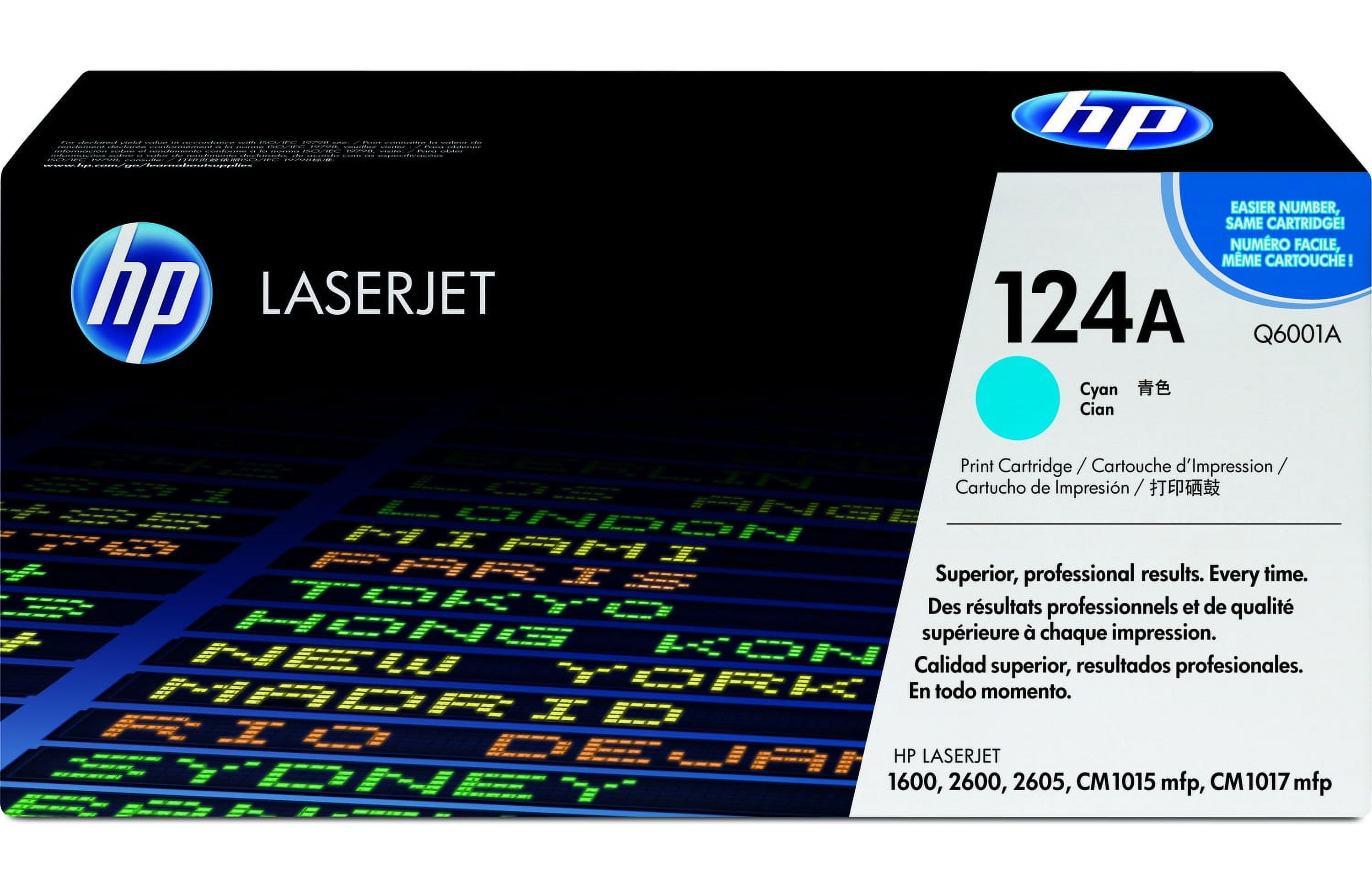 HP Laser Printer 124A Cyan Original LaserJet Toner Cartridge, ~2,000 ...