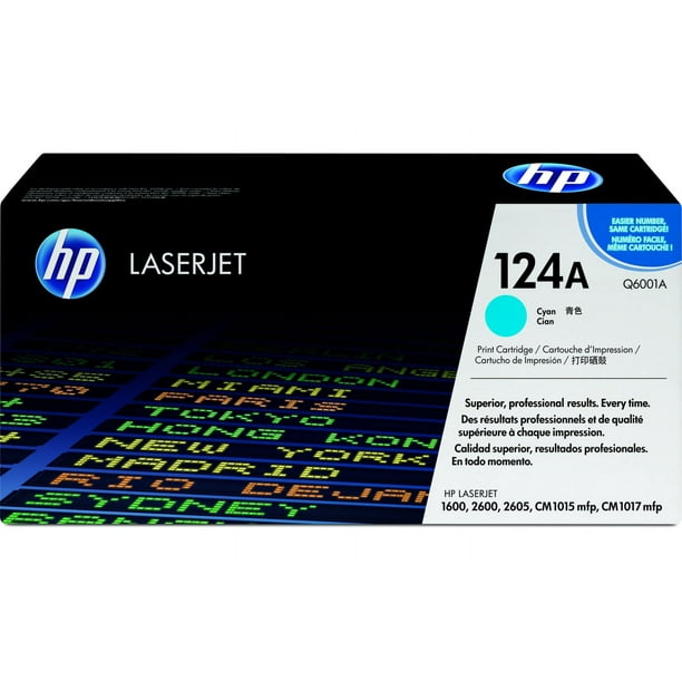 HP 124A Cyan Original LaserJet Toner Cartridge, ~2,000 pages, Q6001A