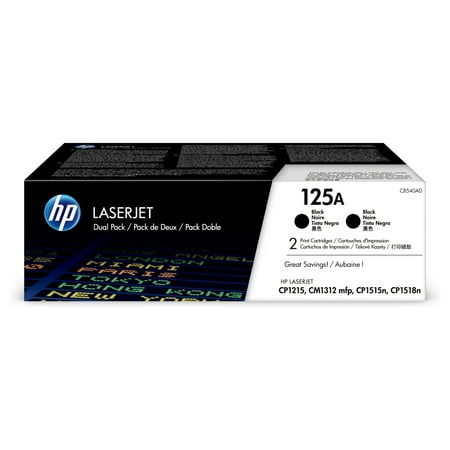HP 125A (CB540AD) Black Original LaserJet Toner Cartridges, 2 pack