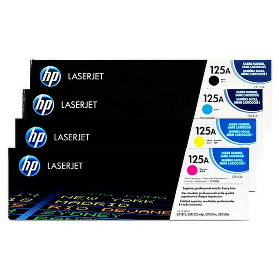 HP 125A Color LaserJet CM1312, CP1215, CP1518 4-Color Toner Cartridge Set