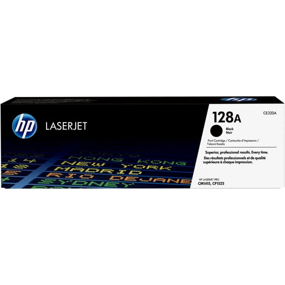 HP 128A Black Original LaserJet Toner Cartridge, ~2,000 pages, CE320A. Sold without manufacturer warranty