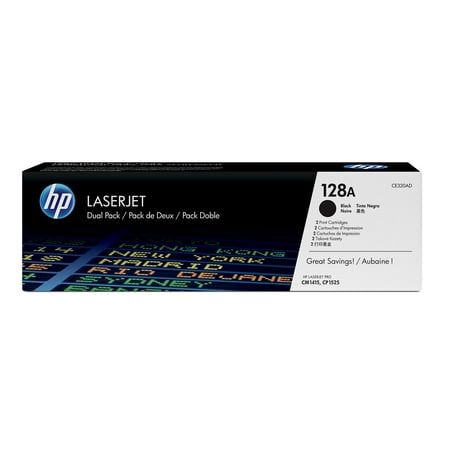 HP 128A (CE320AD) Black Original LaserJet Toner Cartridges, 2 pack