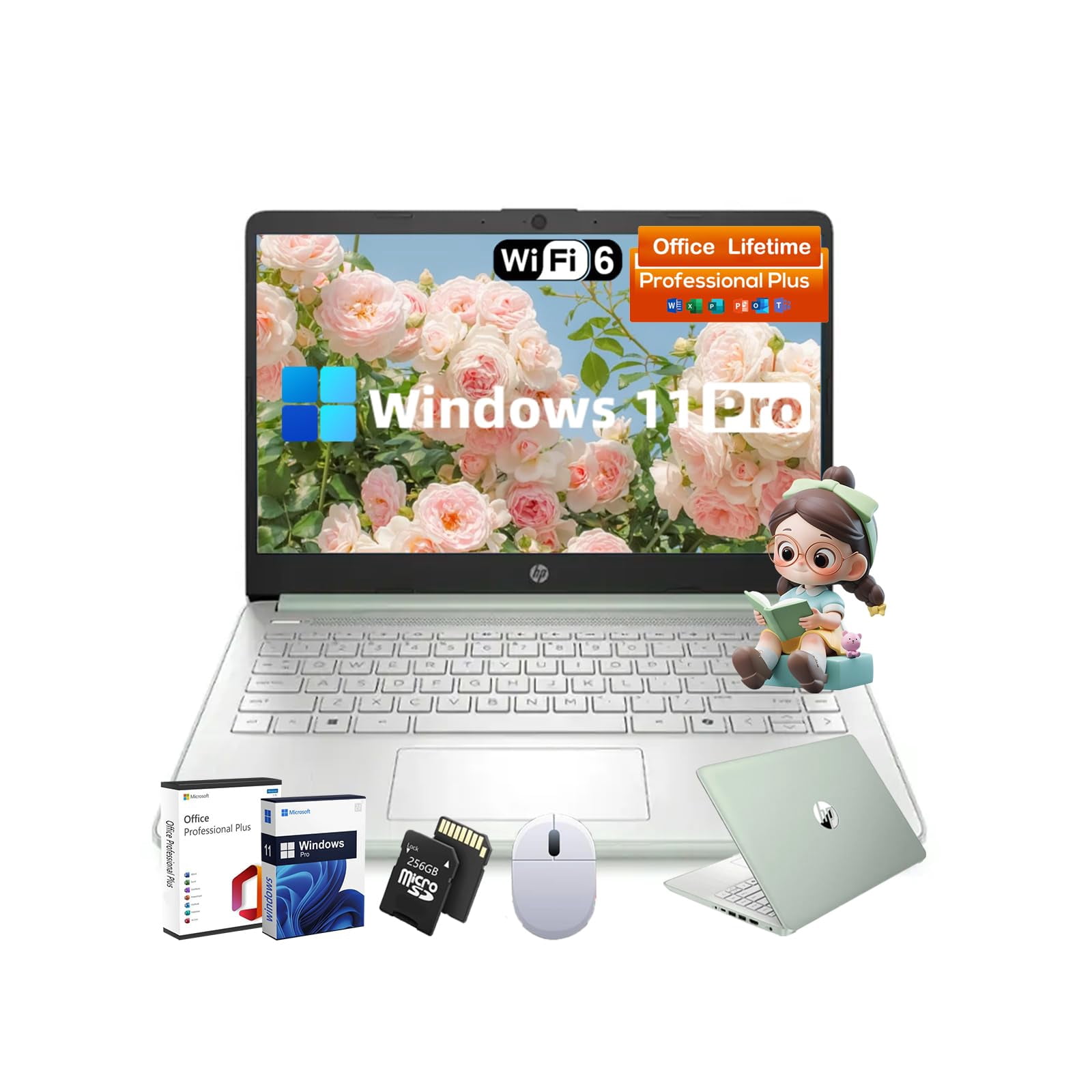 HP 14'' Business Laptop Computer Windows 11 Pro & Microsoft Office