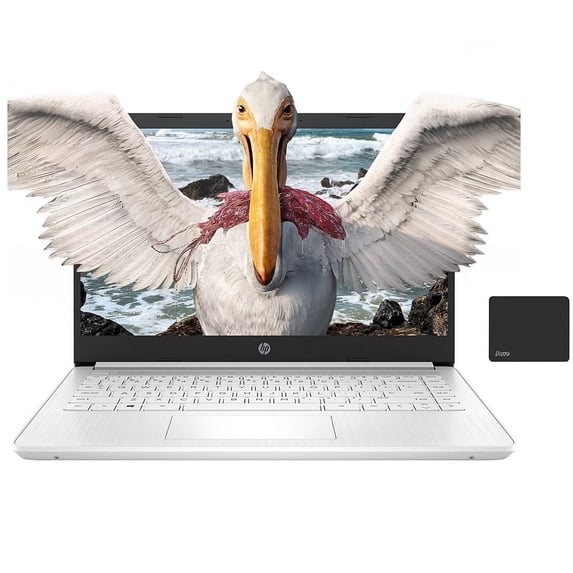 HP 14" Laptop, Intel Celeron N4120, 16GB, 64GB SSD, Snowflake White