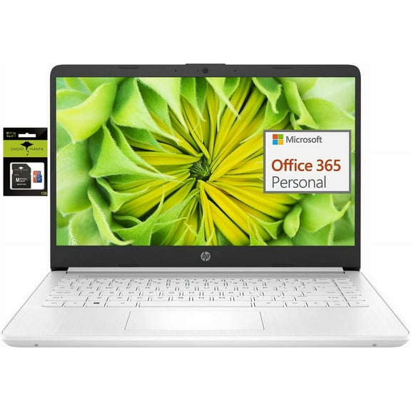 HP 14 Computer-Laptop, Quad-Core Intel Celeron Processor Premium Portable 16GB RAM 256GB Storage(64GB eMMC+ 256GB Ghost Manta SD Card) Student-laptop with 1 Year Office 365 HDMI Win11