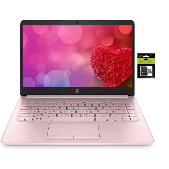 HP 14 Computer-Laptop, Quad-Core Intel Celeron Processor Premium Portable 16GB RAM 256GB Storage(64GB eMMC+ 256GB Ghost Manta SD Card) Student-laptop with 1 Year Office 365 HDMI Win11