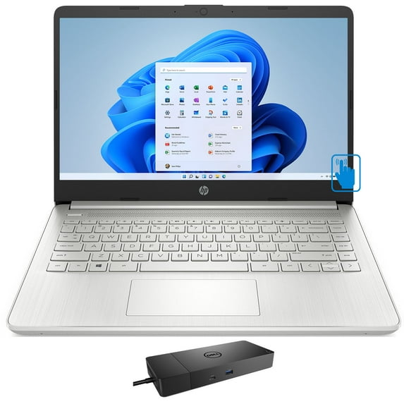 HP 14 -DQ2039 Home/Business Laptop (Intel i3-1115G4 2-Core, 14.0in 60Hz Touch HD (1366x768), Intel UHD, 16GB RAM, 512GB PCIe SSD, Wifi, HDMI, Win 11 Pro) with WD19S 180W Dock