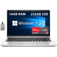 thumbnail image 1 of HP 14" EliteBook 645 G9 Business FHD Laptop, AMD Ryzen 7 PRO 5875U Processor, 16GB RAM, 256GB PCIe SSD, Backlit Keyboard, Fingerprint Reader, Win 11 Pro, Silver, Hotface 32GB USB Card, 1 of 8
