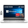 thumbnail image 1 of HP 14" EliteBook 645 G9 Business FHD Laptop, AMD Ryzen 7 PRO 5875U Processor, 64GB RAM, 4TB PCIe SSD, Backlit Keyboard, Fingerprint Reader, Win 11 Pro, Silver, Hotface 32GB USB Card, 1 of 8