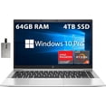 thumbnail image 1 of HP 14" EliteBook 845 G8 FHD Business Laptop, AMD Ryzen 5 PRO 5650U Processor, 64GB RAM, 4TB PCIe SSD, Backlit Keyboard, Fingerprint Reader, Win 10 Pro, Silver, 32GB Hotface USB Card, 1 of 7