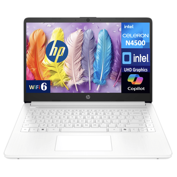 HP 14 Everyday Value Laptop 14.0in HD HD Display (Intel Celeron N4500, 16GB DDR4, 2TB PCIe SSD, Intel UHD, WiFi 6, Webcam, Bluetooth 5.4, Win 11 Pro)