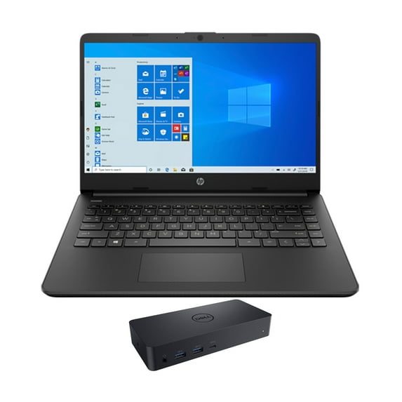 HP 14 Everyday Value Laptop (AMD Ryzen 3 5300U 4-Core, 14.0" 60Hz HD (1366x768), AMD Radeon, 8GB RAM, 1TB PCIe SSD, Wifi, HDMI, Webcam, Bluetooth, SD Card, Win 10 Home) with D6000 Dock