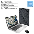 thumbnail image 1 of HP 14" Full HD 1080p Chromebook Bundle - Intel Celeron N4500 Processor - 128GB eMMC Internal Storage - 4GB DDR4 - WiFi - Backlit Keyboard - Chrome OS - Bonus Sleeve & Wireless Mouse, 1 of 4
