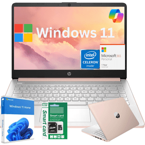 HP 14" HD Laptop, Intel N4500 Processor (Up to 2.8GHz), 16GB RAM, 64GB eMMC+64GB SD Card, Windows 11 Home, Anti-Glare Display, Lightweight Student & Work Notebook Rose Gold